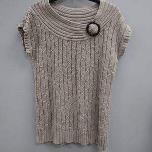 Tan Cato L Short Sleeve Sweater Dark Brown Buckle
